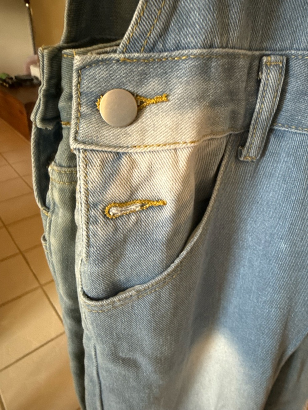 Distressed Blue Denim Overalls - Picture 4 of 13